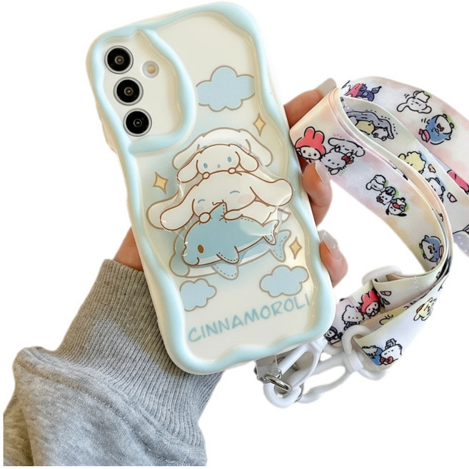 갤럭시 목걸이줄 귀여운 캐릭터 그립톡 홀더 케이스 웨이브 물결 D276