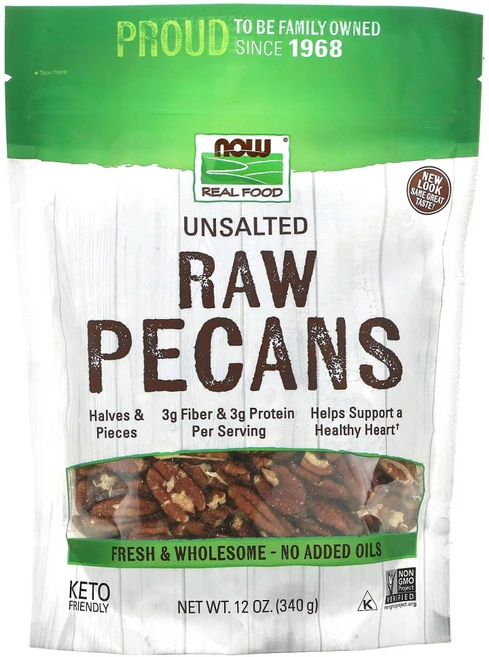 NOW Foods Real Food 생 피칸 무염 340g(12oz) 1팩, 1개 - 쿠팡