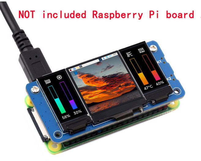 Triple LCD HAT 1.3inch Display and Dual 0.96inch Secondary Screen Module for RPi 라즈베리파이 Zero 2 W WH, 한개옵션0