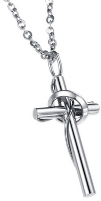 에르모사제이 맨즈 MN021 써지컬 스틸 십자가 크로스 링 남자 여자 커플 목걸이