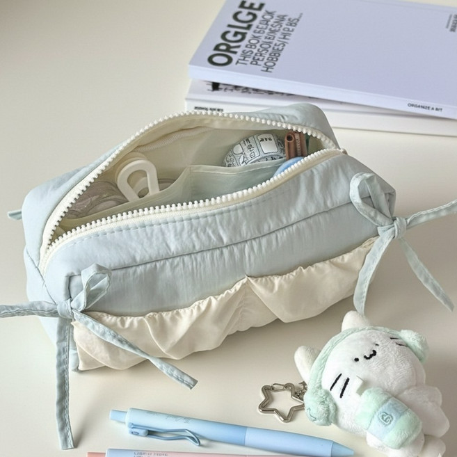 발레코어 필통 튼튼한 다용도 파우치 필기구 넓은 수납 펜케이스 가벼운 봉제 천필통 문구, 1개