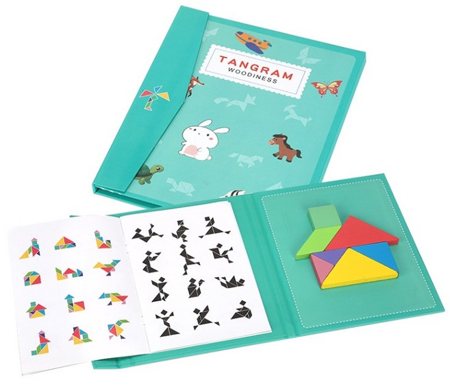 자석 칠교퍼즐 도형조합 원목 탱그램 교구 맞추기, 1개