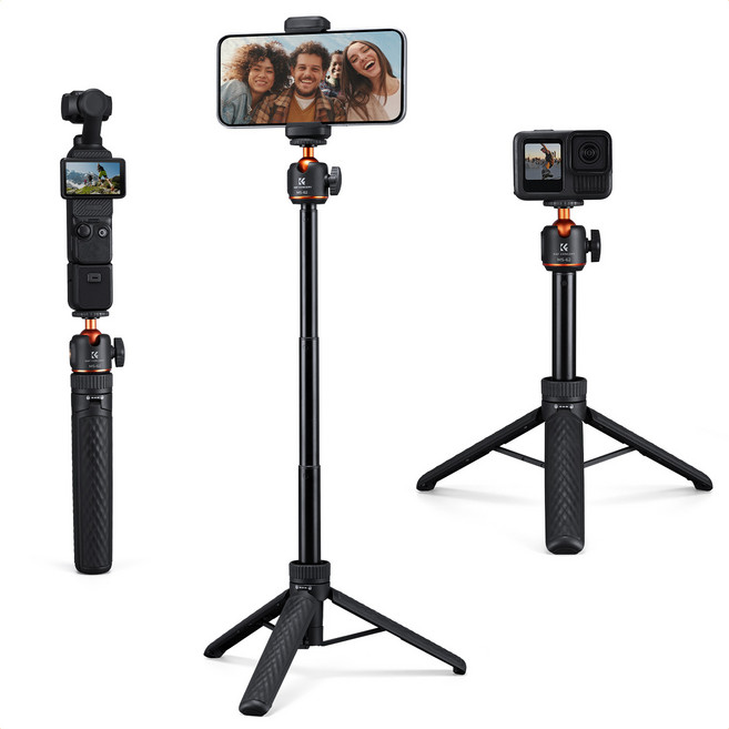 K&F CONCEPT 소형 5단계 조절 스마트폰 액션캠 셀카봉 삼각대, 1개, MS-62