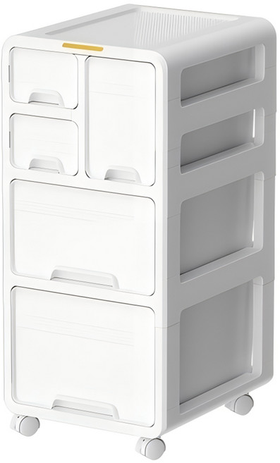 수납하마 다용도 책상 서랍장 이동바퀴 미니 수납장, 4단, 화이트