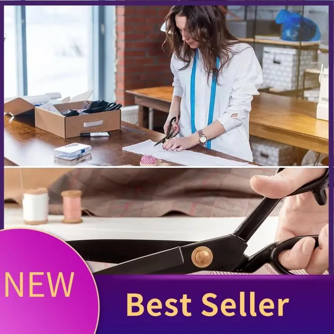 B84B-직물 가위 전문가 8인치 헤비 듀티 재봉 절단용 직물 재단사, 01 Black