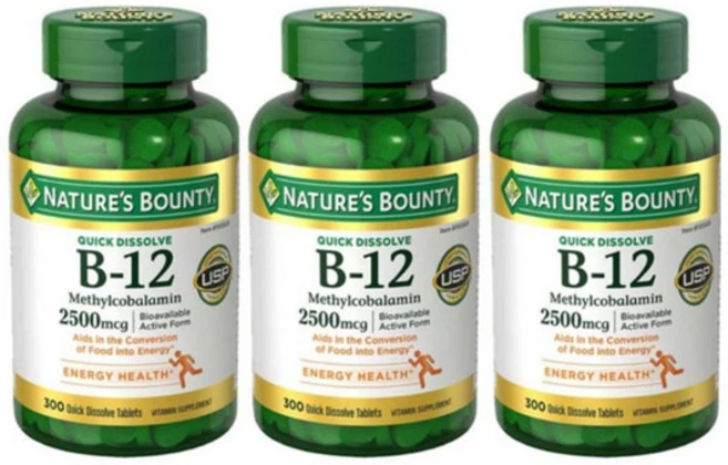 Nature's Bounty 네이쳐스 바운티 빠른 흡수 비타민 B-12 2500 mcg 300정 체리맛, 알약/캡슐, 성인남녀공용, 3개 - 쿠팡
