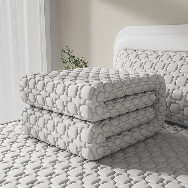 Tooliva 천연 라텍스 매트리스 토퍼 고정밴드형 침대패드 방수커버 사계절 침대 방수패드, 연회색