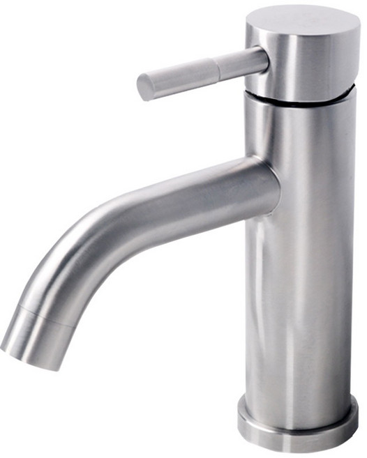 菲勒衛浴 單孔面盆水栓 304不鏽鋼冷熱混合, 1個, 彎嘴不鏽鋼主體+水管