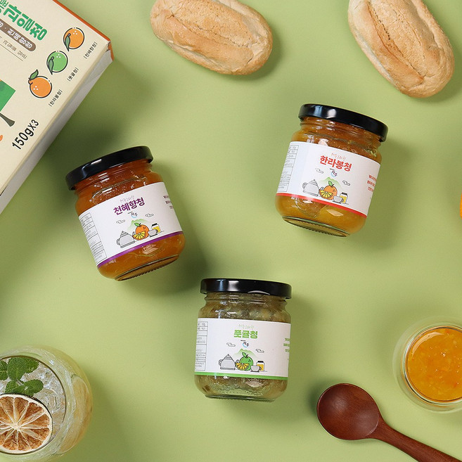 제주가 키운 과일청 과일차 3종 선물세트, 1세트, 한라봉+풋귤+천혜향