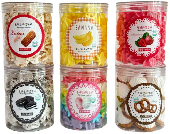 하루쿠키 제작소 수제머랭쿠키 3종( 오레오 솜사탕 로투스) 어린이선물, 6개, 40g