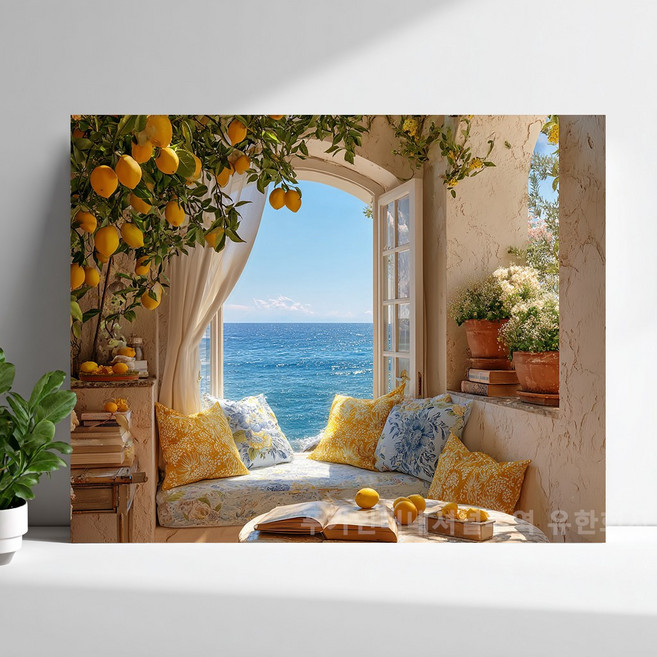 티레오 액자 캔버스형 보석십자수 DIY 키트 40X50cm 사무실 활력 기운 돈 들어오는 행운을 풍수 인테리어 선물용 PK-5707, 1개, PK0748-한가로운 여름날