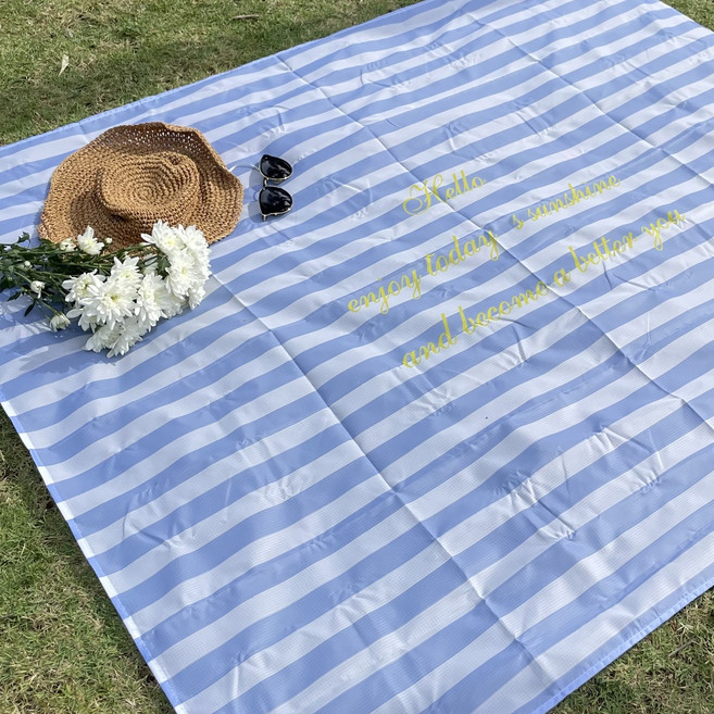 센시홈 방수 경량 휴대용 감성 돗자리 피크닉 매트, 스트라이프 블루