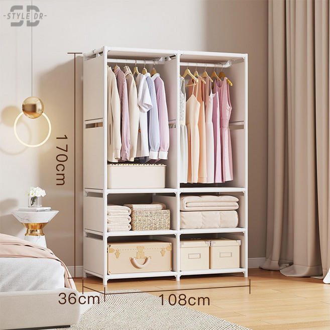 스타일닥터 침실 옷장 가정용 수납장 행거 정리 방진 소형분양주택형 행거, 화이트