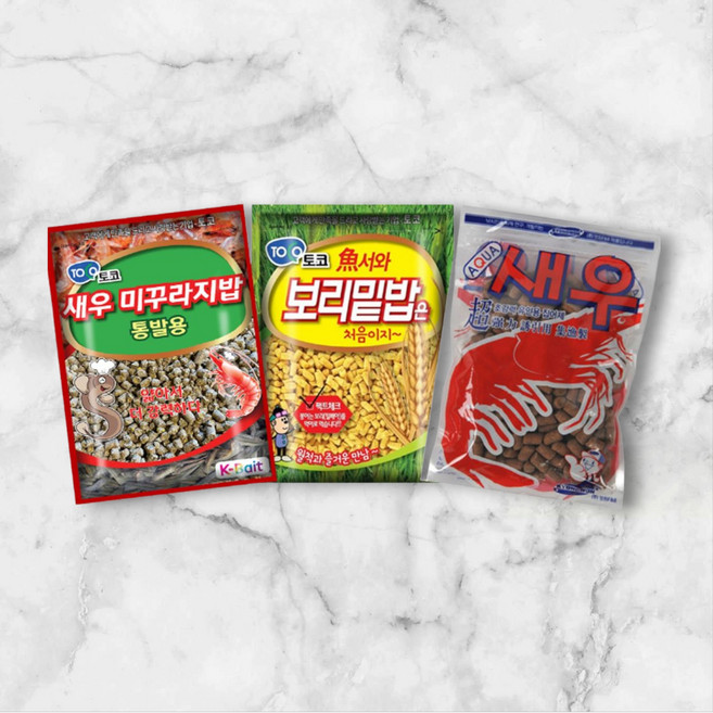 토코 새우 미꾸라지밥 보리밑바 경원 아쿠아새우 3종세트 확산성 집어제 떡밥, 4세트, 400g