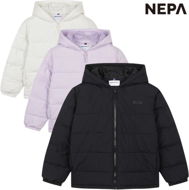 네파 키즈 경량 패딩 점퍼 봄 간절기 등원룩 남매룩 초등 남아 여아 후드일체형 긴팔 보온 자켓