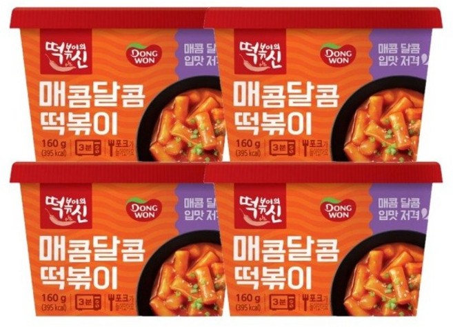 [동원] 떡볶이의신 매콤달콤 컵떡볶이 160g, 4개