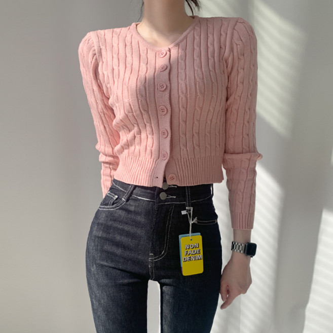 티데일리 여성용 꽈배기 크롭 니트 가디건