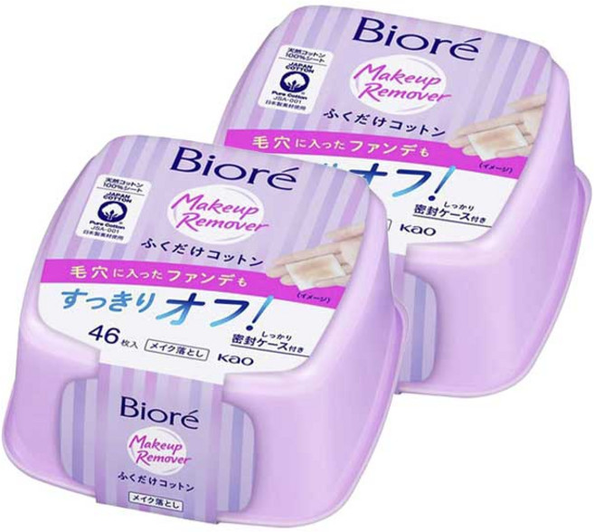 Biore 蜜妮 只需擦拭的保濕卸妝棉 附密封盒, 2個, 46入