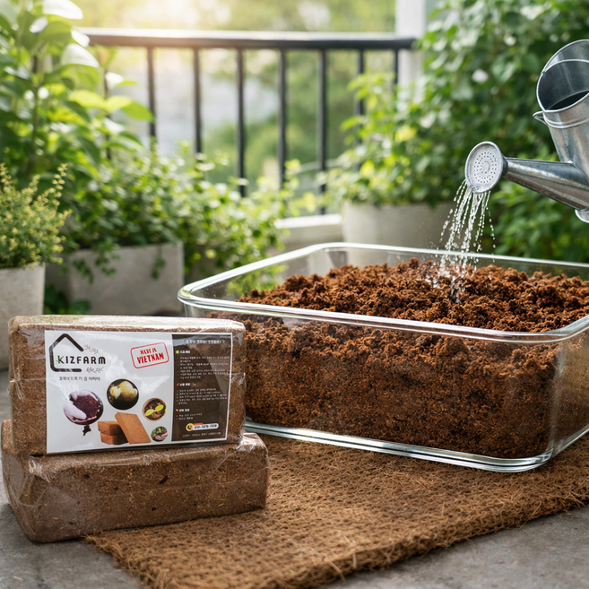 코코피트 650g 압축 코코넛 배양토 블럭 벽돌 물만 부으면 7-8L 팽창, 10개