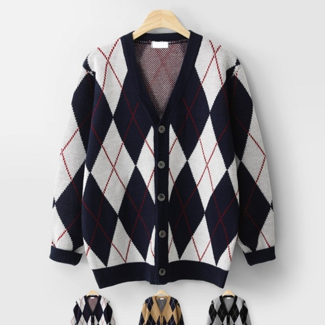 엠엔씨 MNC 아가일체크 와이넥 니트가디건 (MDCD155JS)