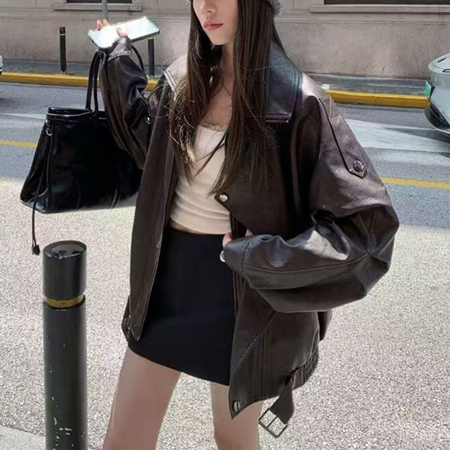 메이리앤 남여공용 가죽자켓 하이퀄리티 오버핏 빅사이즈 라이더 레더 자켓