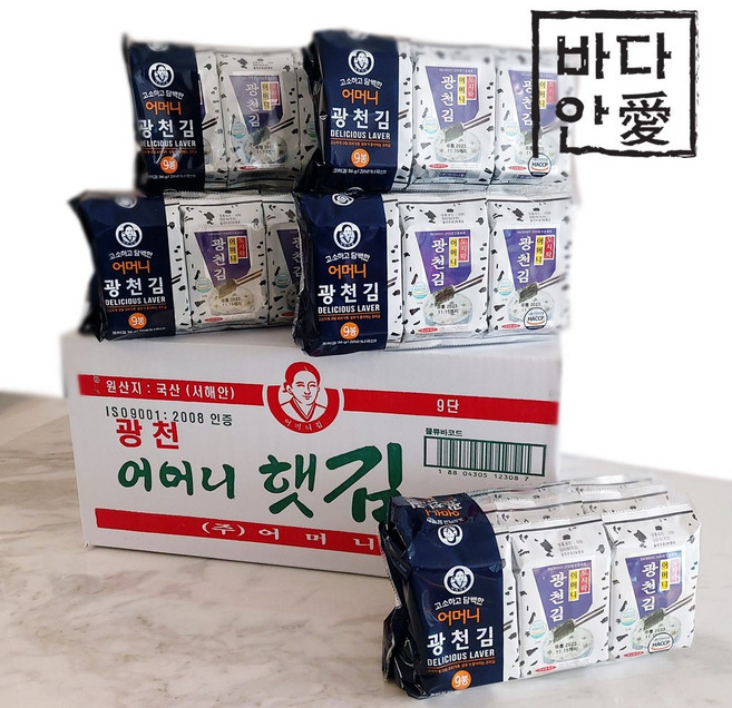 광천 어머니 도시락김 4g 9단 90봉 조미김 광천김, 1박스