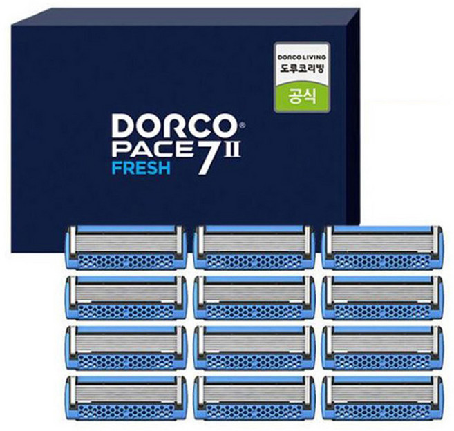 도루코 PACE7II FRESH 면도날 12입, 12개입, 1세트