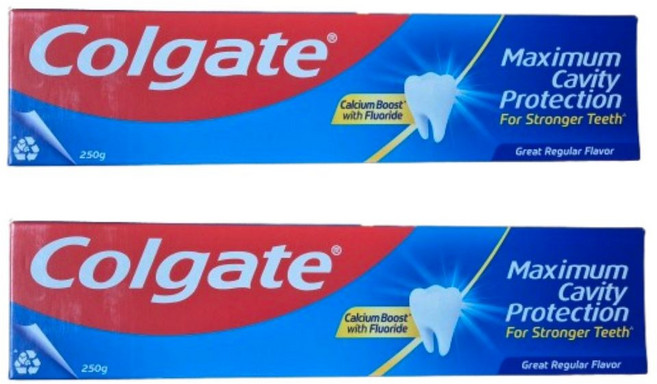 콜게이트 플루오라이드 치약 그레이트 레귤러 플레버, 250g, 2개
