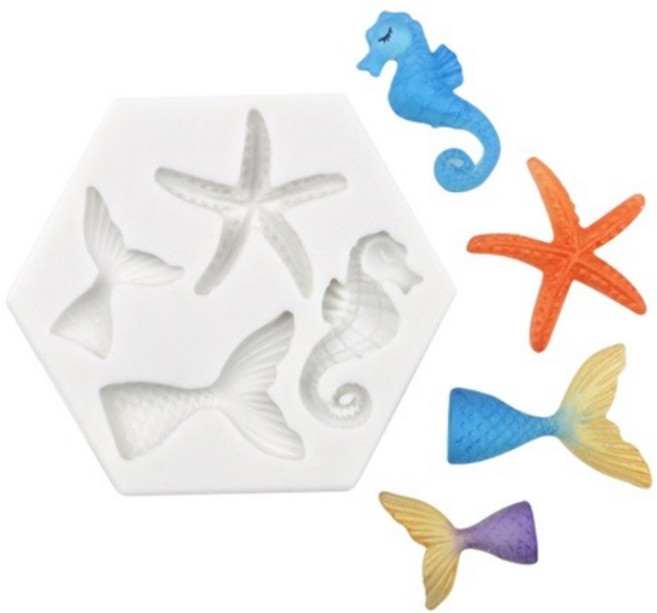 실리콘몰드 - 불가사리 외 해마 인어꼬리 4구