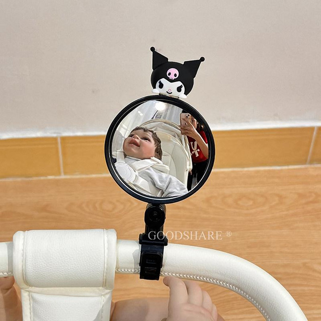 MONI 유모차거울 집게 자전거 카시트후방거울 휴대, 1개, 블랙 빅 헤드 쿠, 기본 색상