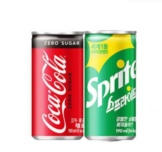 코카콜라 제로&스프라이트 190ml X 각15개(총30개) 업소용 청량음료 사이다 탄산음료 미니 소캔 음료수, 1세트