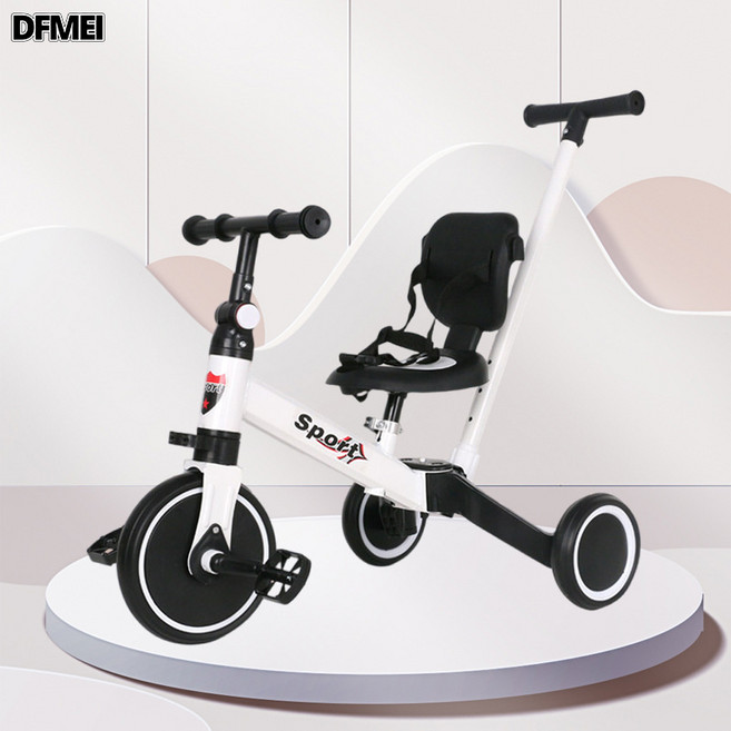 DFMEI 五合一腳踏自行車兒童手推三輪車123歲寶寶溜溜滑步平衡車, 1個, 白色:參考詳情