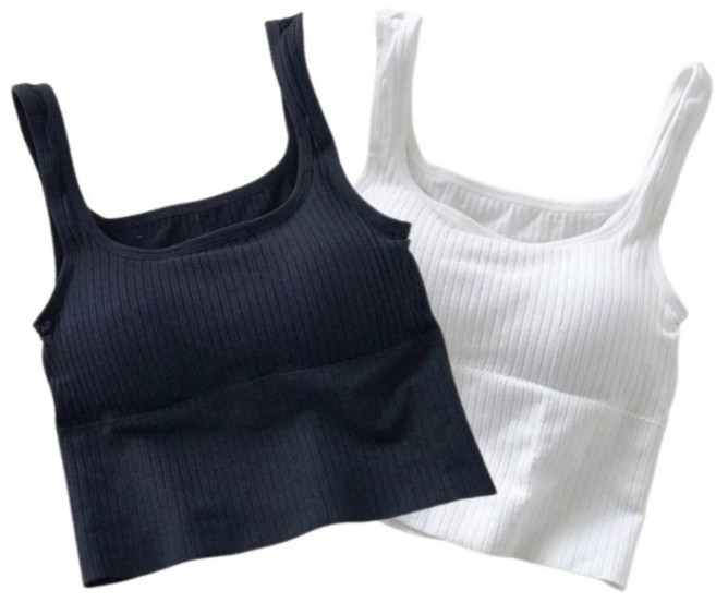 1+1 팝업플레이스 크롭 브라탑 골지 나시 캡나시 끈나시