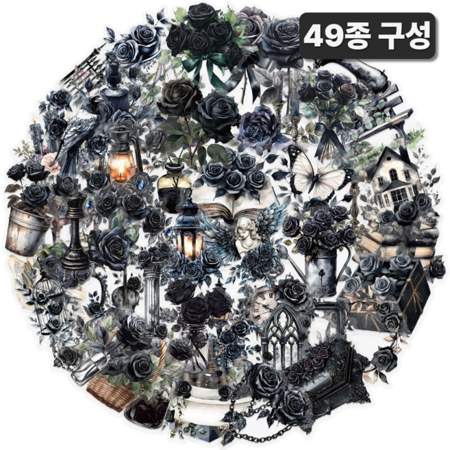 라피레인 다꾸스티커 세트 빈티지 다이어리 꾸미기 스티커팩, 1세트, 고딕 빈티지 다크