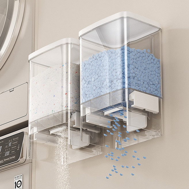 공중부양 호텔 세탁실 세테리어 원터치 세탁세제 보관용기, 1개, 화이트