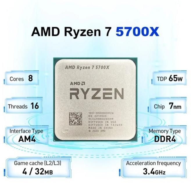 새로운 AMD R7 5700X L3=32M 3.4GHz 8코어 16스레드 프로세서 65W Ryzen DDR4 소켓 없음), 01 빠른