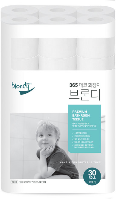 브론디 365 데코 화장지 27m, 30롤, 1세트