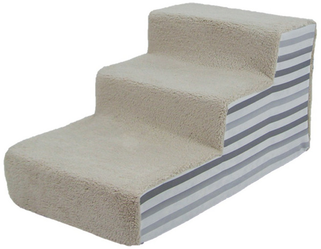 8DECO 강아지계단 애견계단 펫스텝 모음 1단2단3단4단 (커버+솜포함) ce4, 베이지 그레이 스트라입, 1개