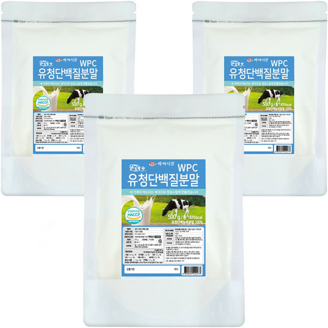 대용량 유청단백질 프로틴 파우더 보충제, 3개, 500g