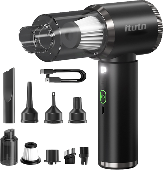 Darlisex 무선 차량용청소기 휴대용 진공 핸디 청소기 에어건 UV 램프, Y8 PRO, 블랙