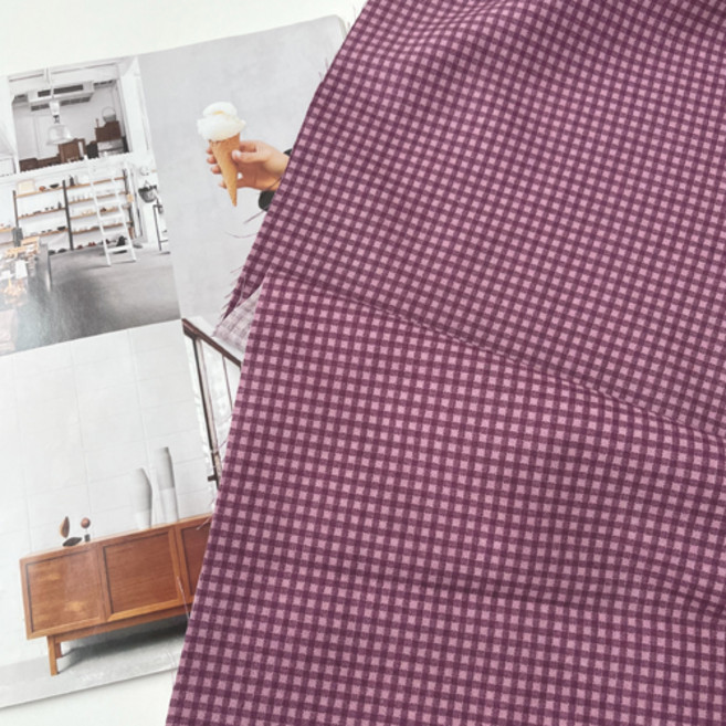 면 100% 국내생산 면 체크원단 도트원단 7종, 3mm 체크 퍼플