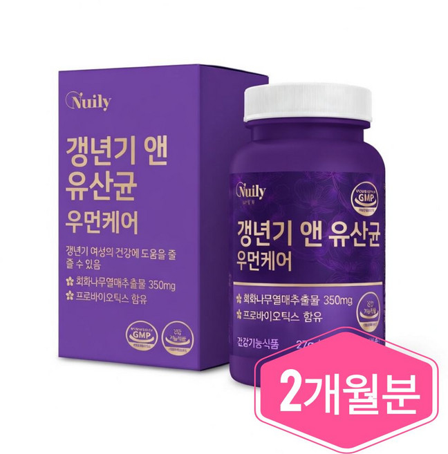 여성 갱년기 유산균 케어 회화나무 추출물 식약청 해썹 인정 인증 정, 60회분, 1박스