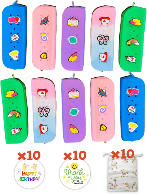 레몬라이프 실리콘필통 구디백 답례품 포장세트, 10개, 혼합