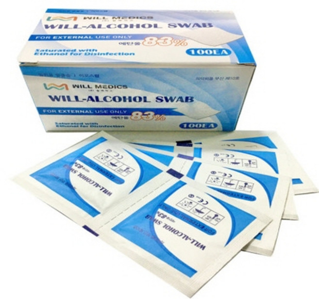 윌 일회용 알콜스왑 알콜솜 탈지면 개별포장 100매 5박스, 5개, 100매입