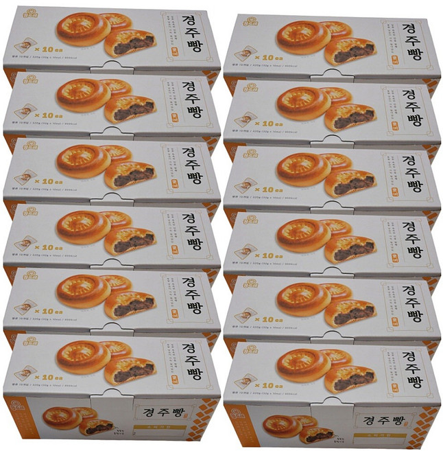 몽도레 경주빵 선물세트 10개입X12박스 팥앙금빵 촉촉한 부드러운 디저트 어르신 아이들 간식, 32g, 120개