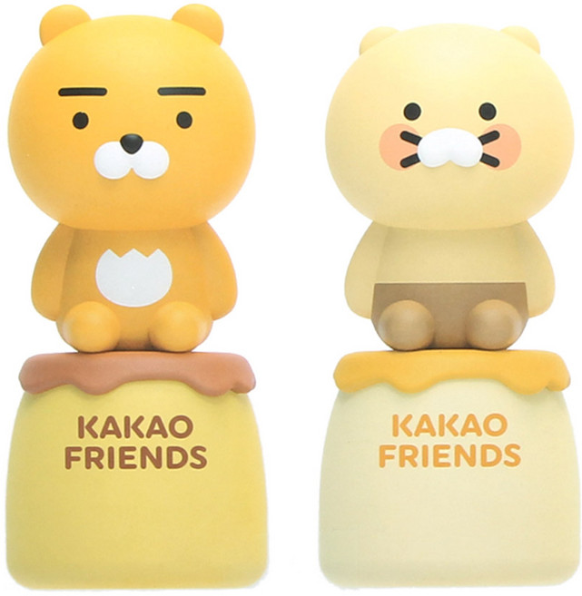 카카오프렌즈 캔디 롤러 스탬프 라이언 춘식이 피규어 도장놀이, 2개, 옐로우