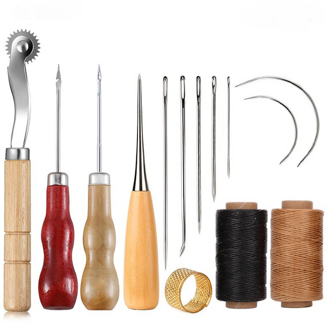 리빙프레소 가죽공예 도구 세트 14종 (바느질 바늘/ 실 포함/ 핸드메이드 공예 키트), 1팩