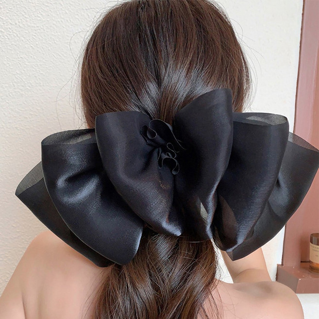 하이유니 블링매쉬 레이어드리본 자동핀 헤어핀