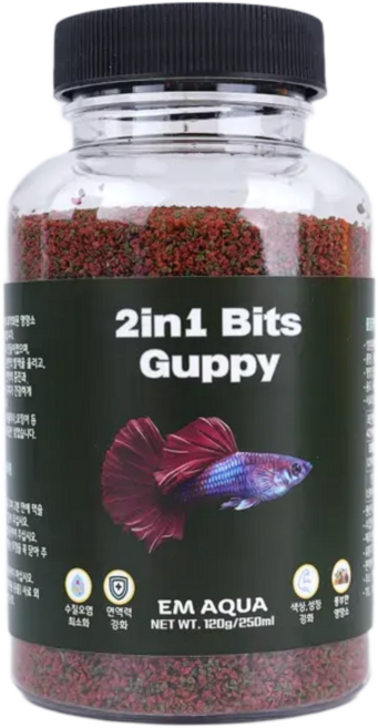 열대어 구피키우기 구피먹이 구피밥 구피 발색강화 전용사료, 1개, 250ml
