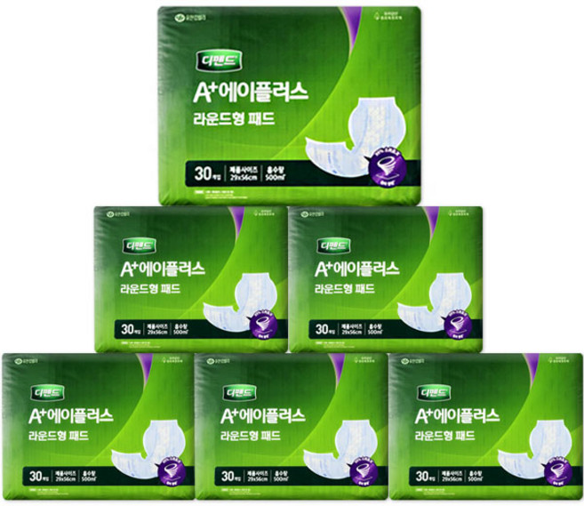 유한킴벌리 에이플러스 라운드형 패드, 6개, 30매입